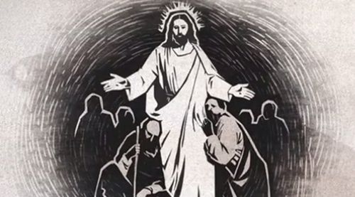 Gesù Cristo, con le braccia tese, invita tutti a venire a Lui